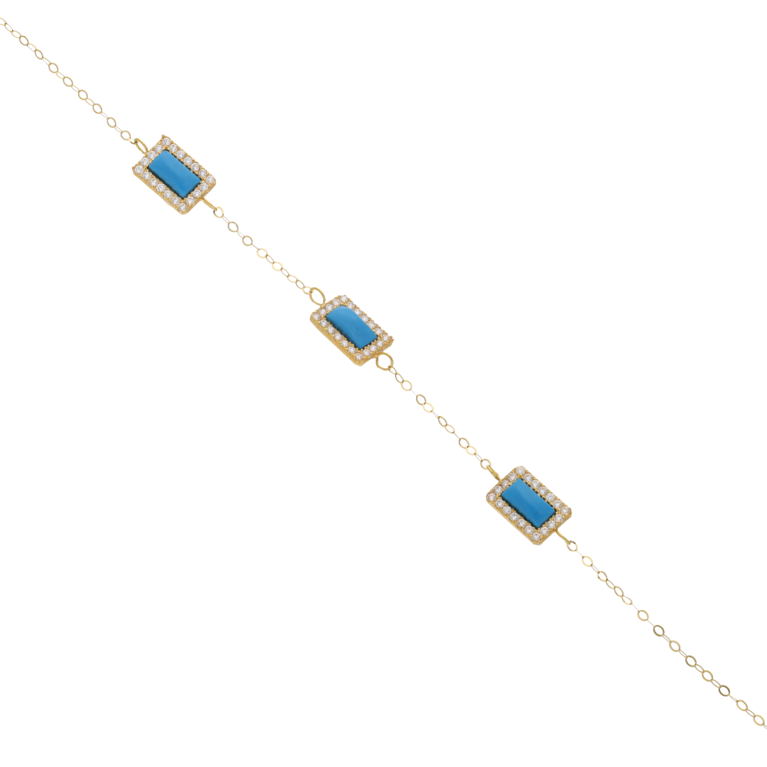 Gold Natural Turquoise Bracelet 18KT - FKJBRL18K9386