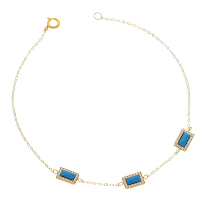 Gold Natural Turquoise Bracelet 18KT - FKJBRL18K9386
