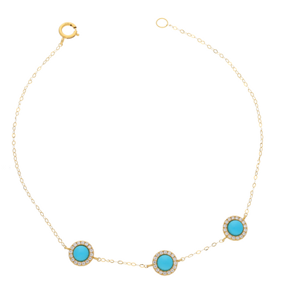 Gold Round Turquoise Bracelet 18KT - FKJBRL18K9387