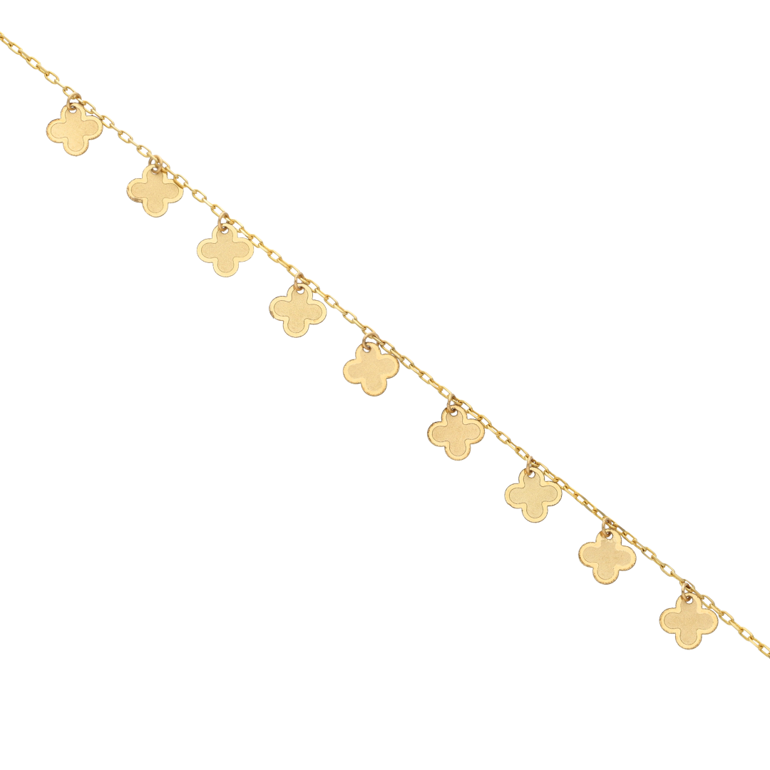 Gold Designer Flower Back Letter Bracelet 18KT - FKJBRL18K9388