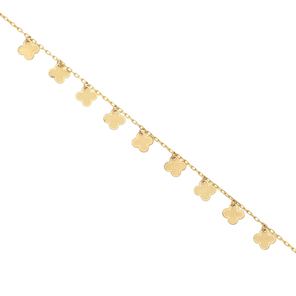 Gold Designer Flower Back Letter Bracelet 18KT - FKJBRL18K9388