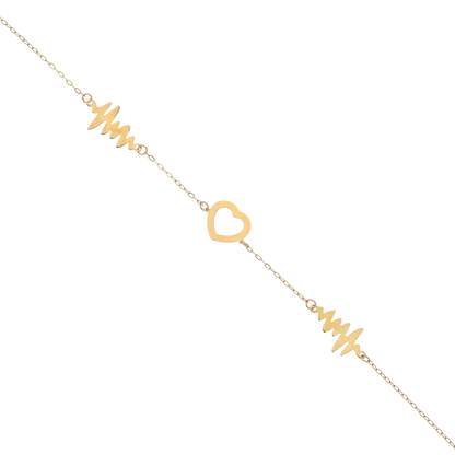 Gold Heart with Heartbeat Bracelet 18KT - FKJBRL18K9382