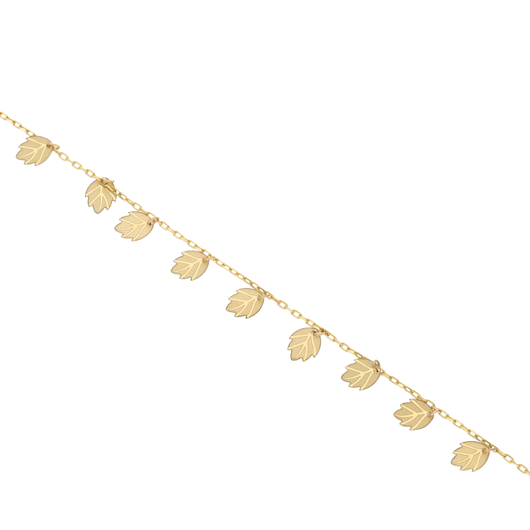 Gold Leaf Shaped Bracelet 18KT - FKJBRL18K9393