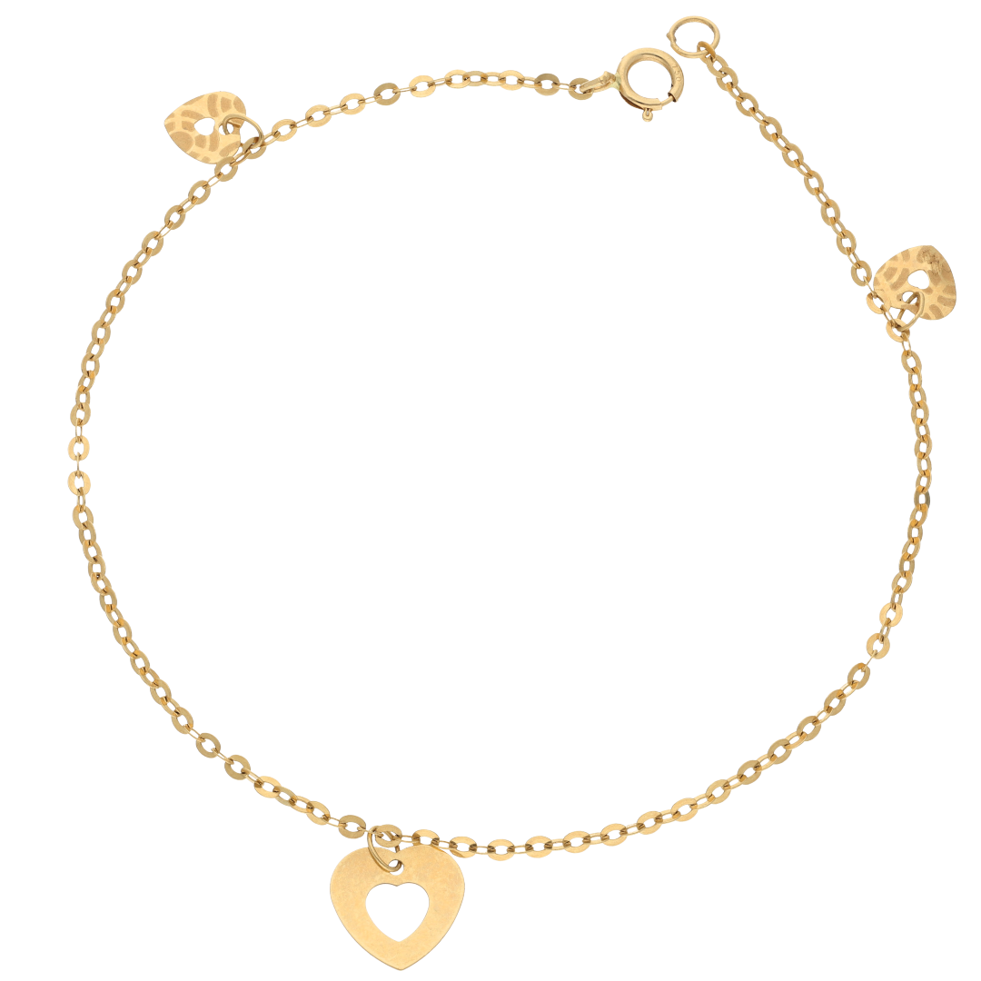 Gold Heart Shaped Bracelet 18KT - FKJBRL18K9396