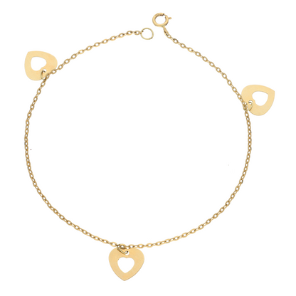 Gold Heart Shaped Bracelet 18KT - FKJBRL18K9397