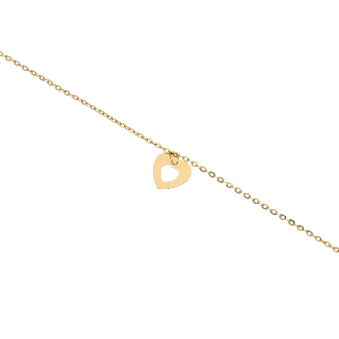 Gold Heart Shaped Bracelet 18KT - FKJBRL18K9397