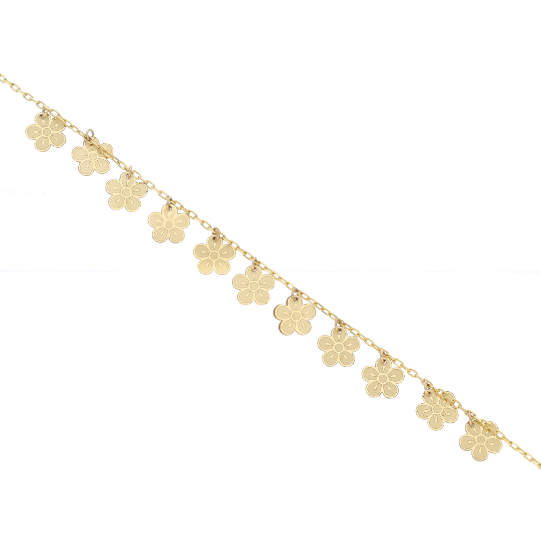 Gold Flower Shaped Bracelet 18KT- FKJBRL18K9392