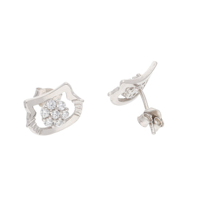 Sterling Silver 925 Classy Round Flower Earrings - FKJERNSL9404