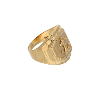 Gold Stud Anchor Design in Men's Ring 18KT - FKJRN18K9433