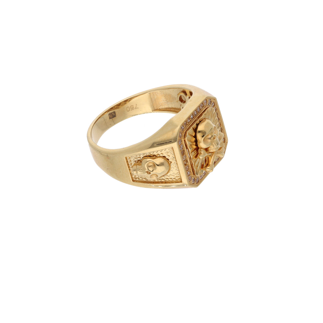 Gold Skull Design in Men's Ring 18KT - FKJRN18K9429