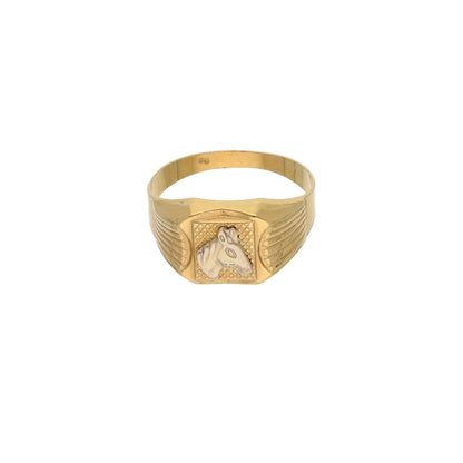 Gold Stud Horse Design in Men's Ring 18KT - FKJRN18K9437