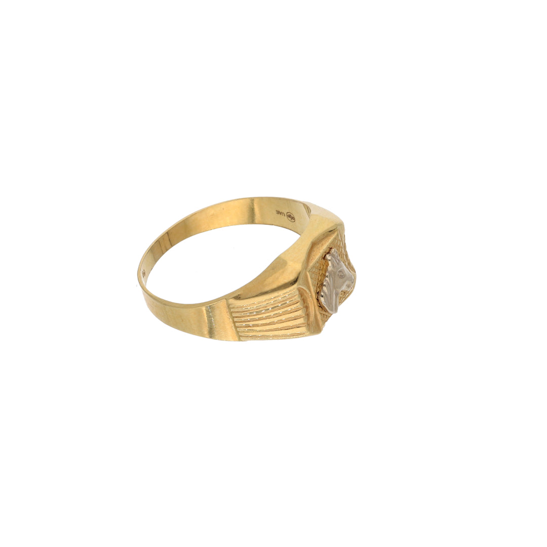 Gold Stud Horse Design in Men's Ring 18KT - FKJRN18K9437