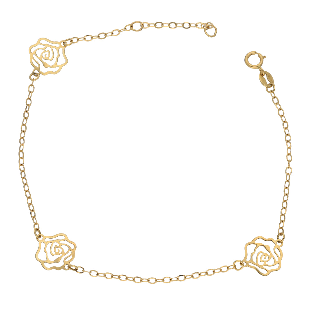 Gold Fancy Rose Shaped Bracelet 18KT - FKJBRL18K9428