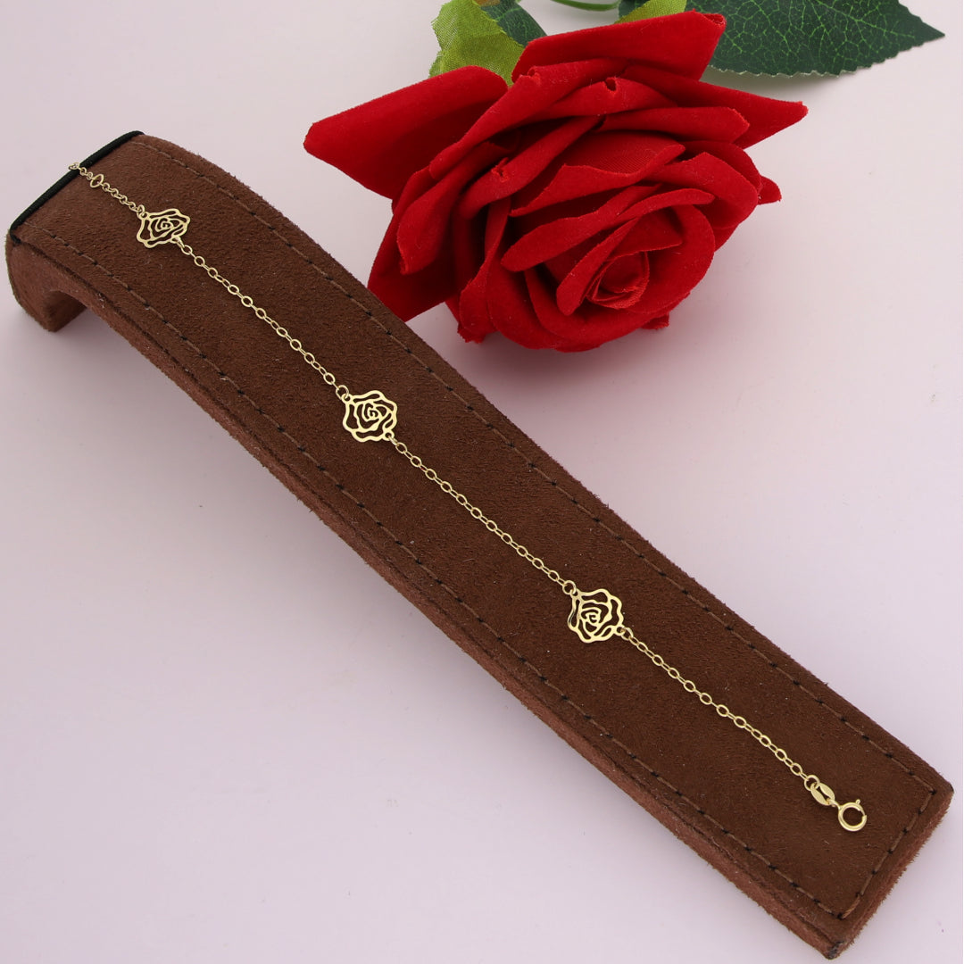 Gold Fancy Rose Shaped Bracelet 18KT - FKJBRL18K9428
