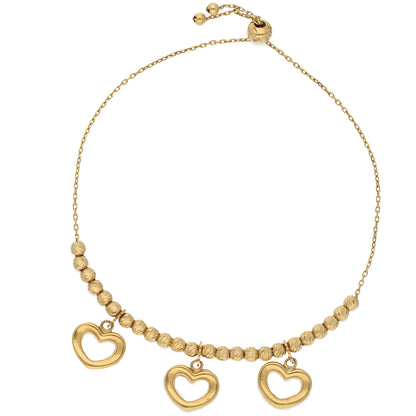 Gold Stud Hanging Heart Shaped Bracelet 18KT - FKJBRL18K9425