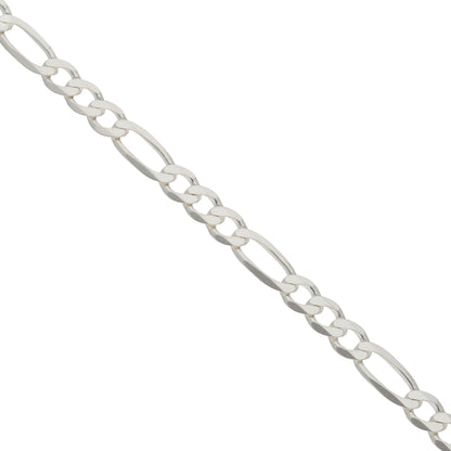 Sterling Silver 925 8 Inches Figaro Bracelet - FKJBRLSL9454