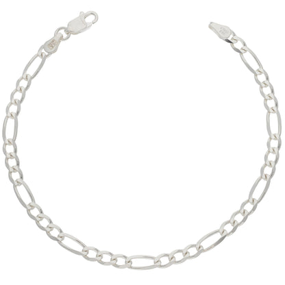 Sterling Silver 925 7.5 Inches Figaro Bracelet - FKJBRLSL9457