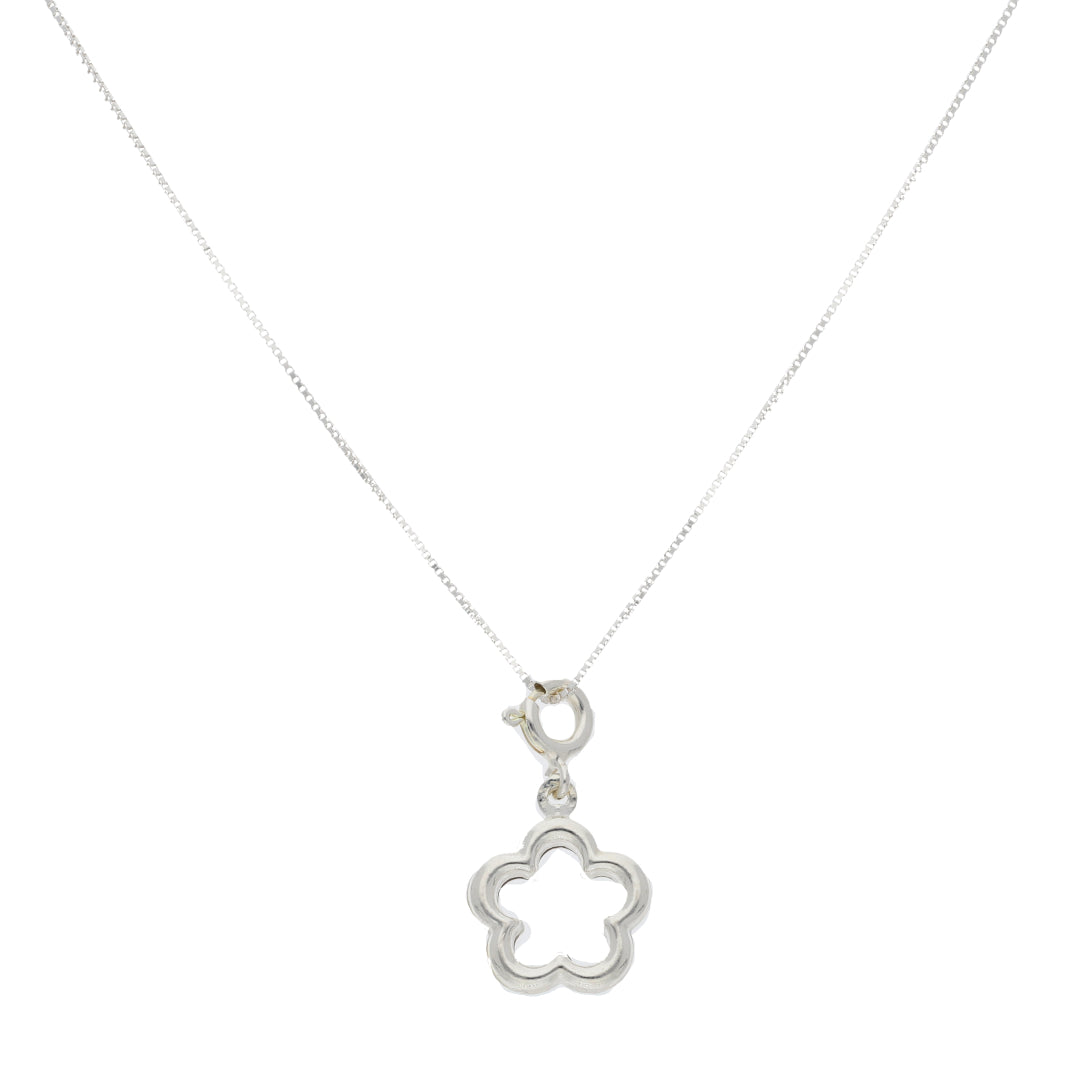 Sterling Silver 925 Necklace (Chain with Flower Pendant) - FKJNKLSL9521