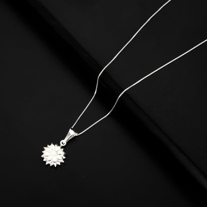 Sterling Silver 925 Necklace (Chain with Flower Pendant) - FKJNKLSL9522