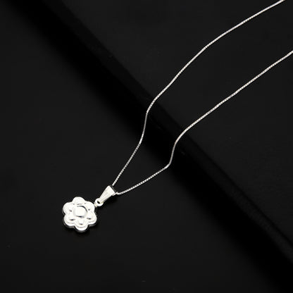 Sterling Silver 925 Necklace (Chain with Flower Pendant) - FKJNKLSL9523