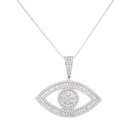 Sterling Silver 925 Necklace Chain with Eye Shaped Pendant - FKJNKLSL9633