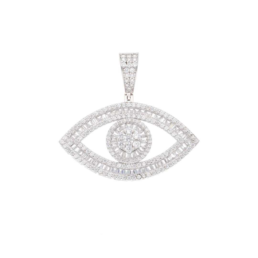 Sterling Silver 925 Eye Shaped Pendant - FKJPNDSL9633