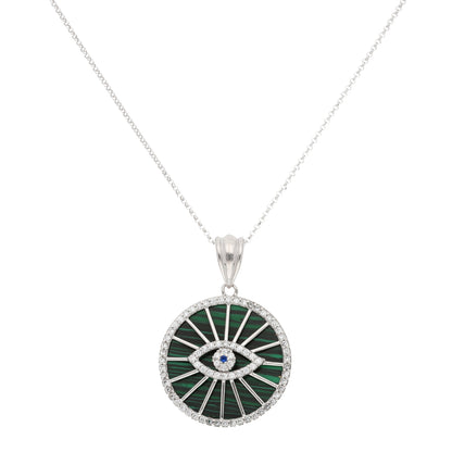 Sterling Silver 925 Necklace Chain with Eye in Circle Pendant - FKJNKLSL9634