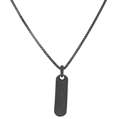 Sterling Silver 925 I Shaped Black Men's Necklace - FKJNKLSL9645