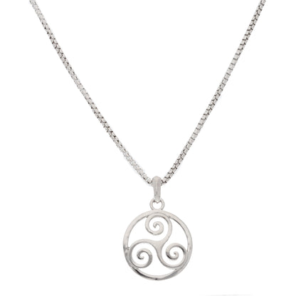 Sterling Silver 925 Encircled Triple Spiral Necklace - FKJNKLSL9647