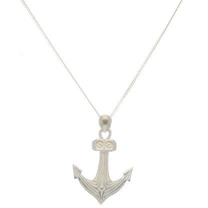 Sterling Silver 925 Chain With Anchor Pendant Men's Necklace - FKJNKLSL9652