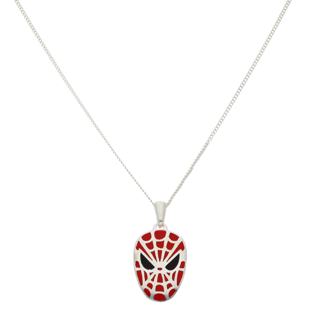 Sterling Silver 925 Chain With Spiderman Design Pendant Men's Necklace - FKJNKLSL9653