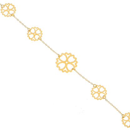 Gold Floral Shaped Bracelet 21KT - FKJBRL21KM9506