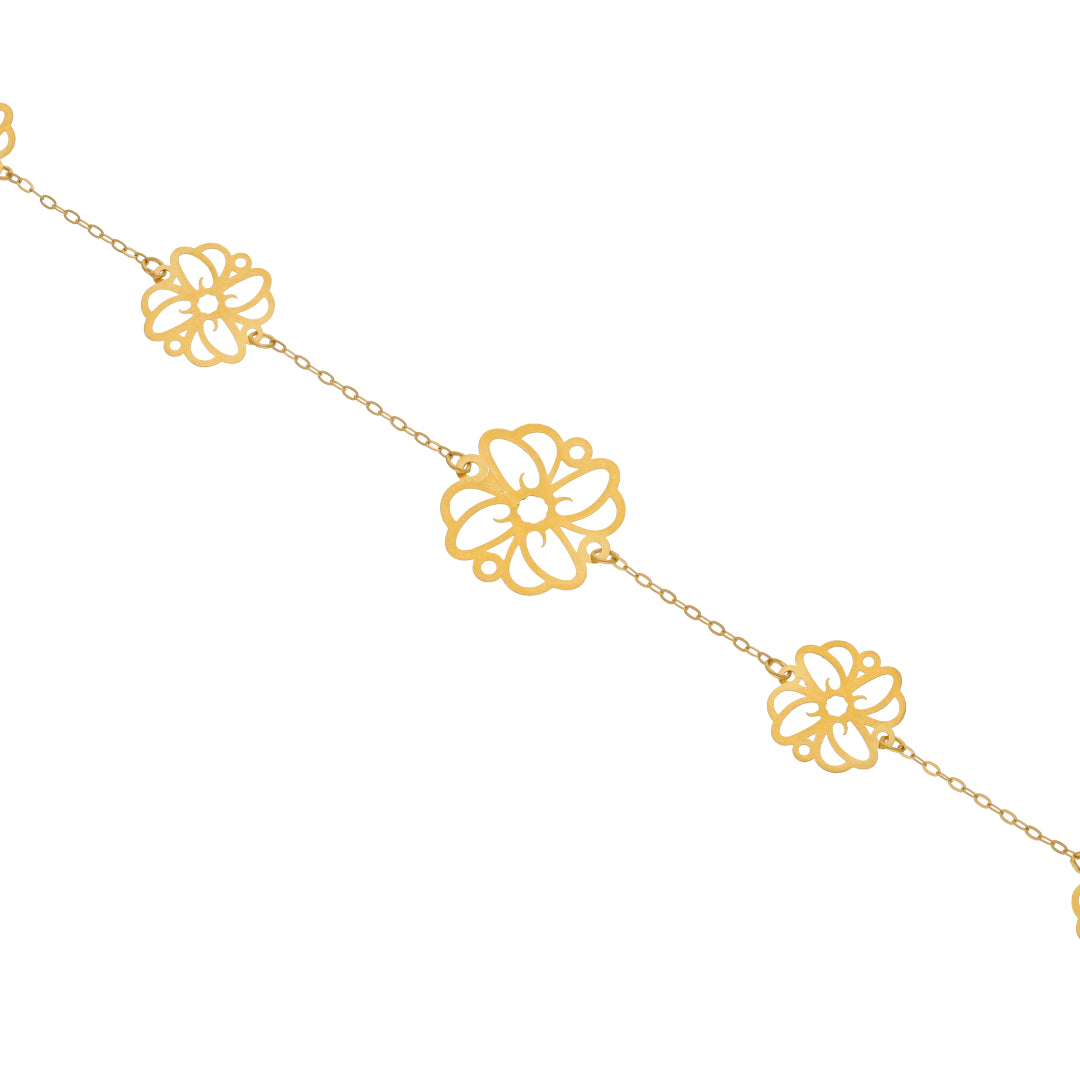 Gold Floral Shaped Bracelet 21KT - FKJBRL21KM9503