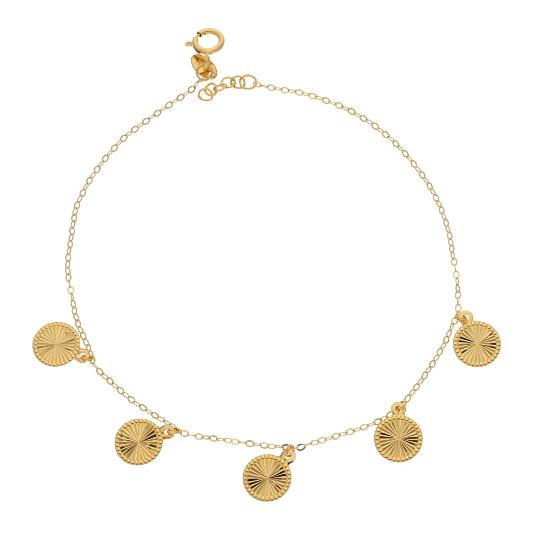 Gold Circle Shaped Charm Bracelet 21KT - FKJBRL21KM9538