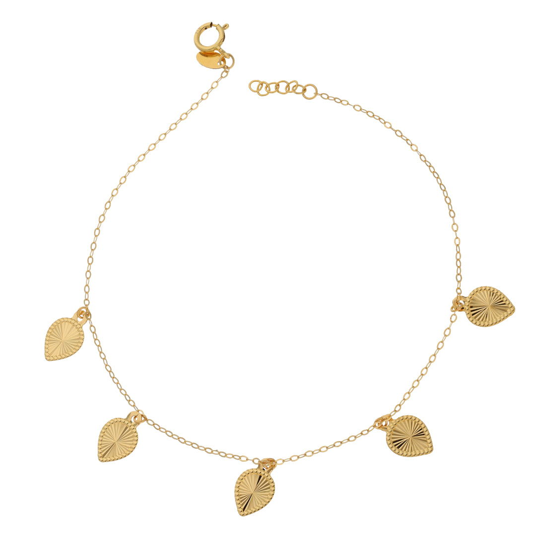 Gold Teardrop Shaped Charm Bracelet 21KT - FKJBRL21KM9539