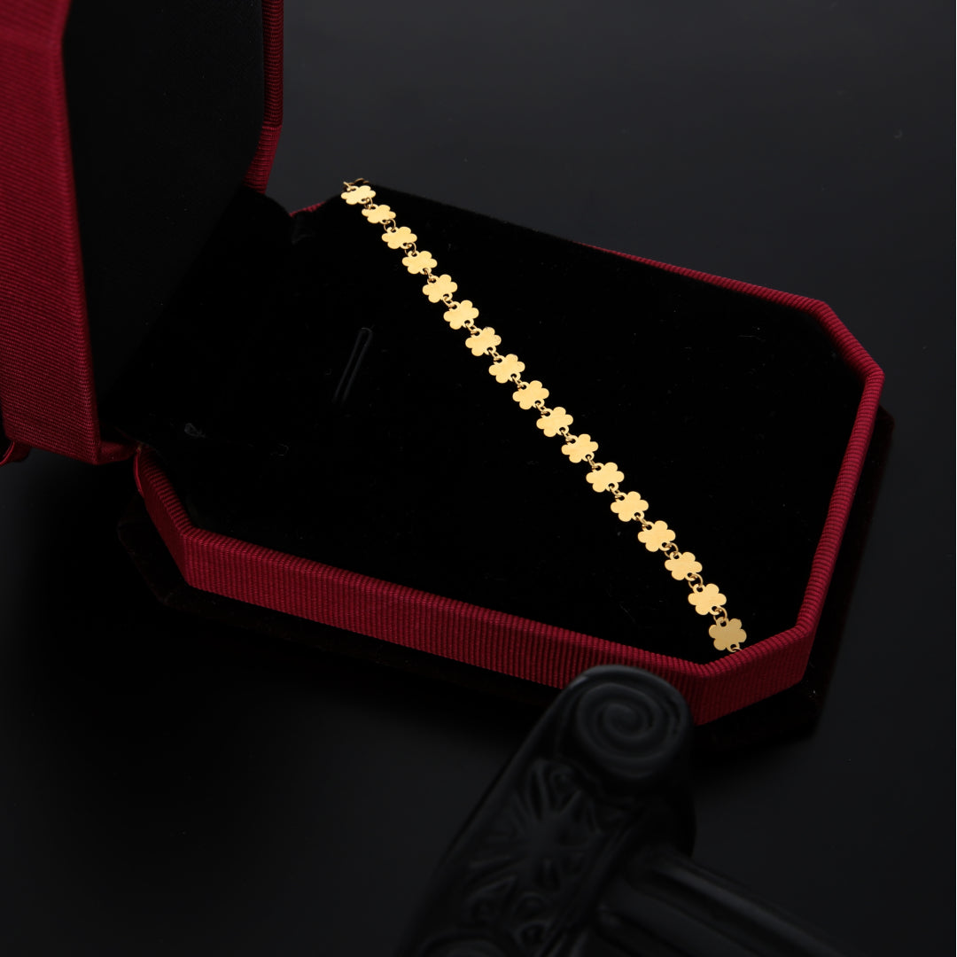 Gold Classy Flower Shaped Anklets 21KT - FKJANKL21KM9670