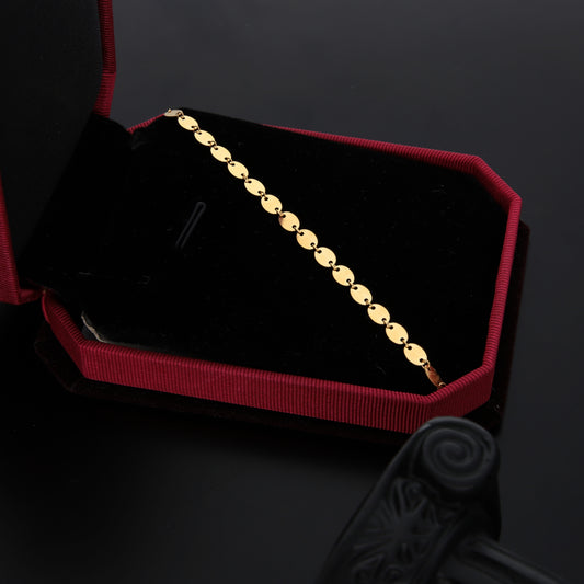 Gold Oval Shaped Disk Chain Anklets 21KT - FKJANKL21KM9671