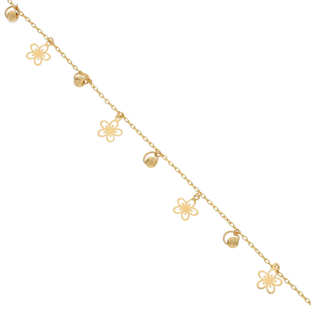 Gold Flower Shaped Charm Anklets 21KT - FKJANKL21KM9661