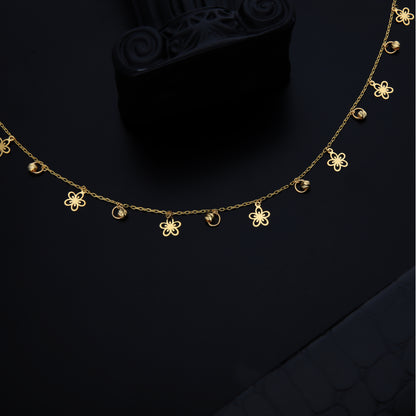 Gold Flower Shaped Charm Anklets 21KT - FKJANKL21KM9661