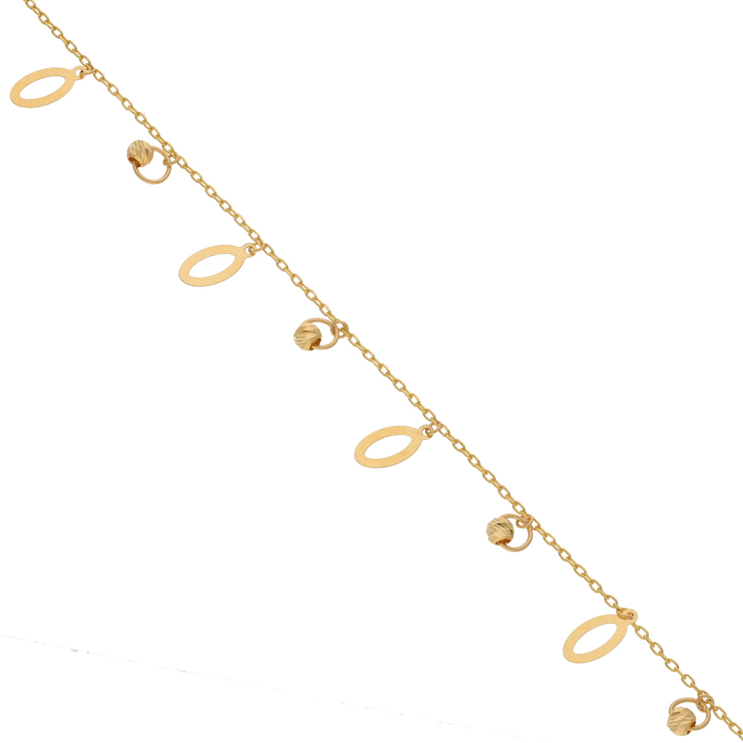 Gold Oval Shaped Charm Anklets 21KT - FKJANKL21KM9663