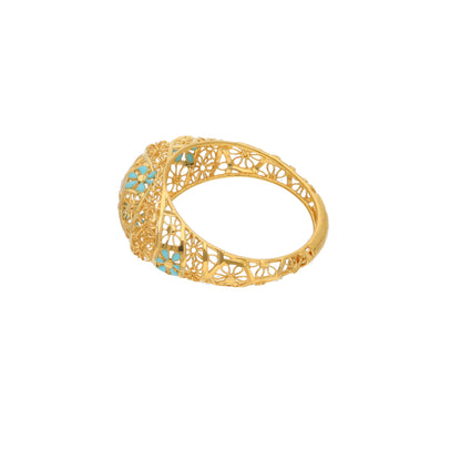 Gold Oval Flower Design Ring 21KT - FKJRN21KM9673