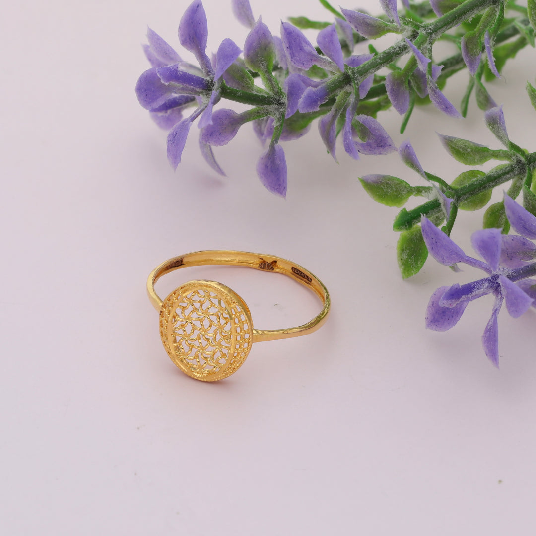 Gold Traditional Round Filigree Ring 21KT - FKJRN21KM9674