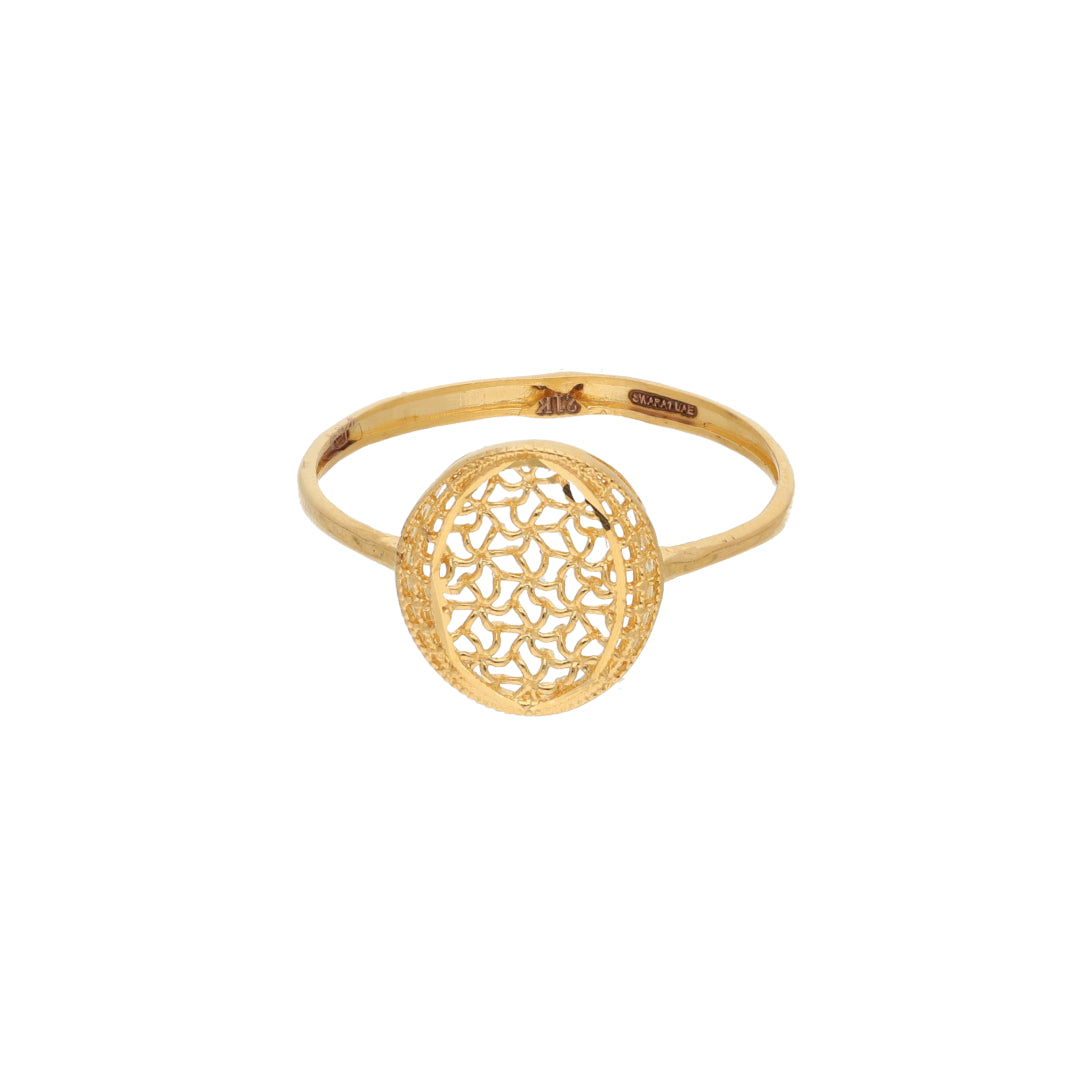 Gold Traditional Round Filigree Ring 21KT - FKJRN21KM9674