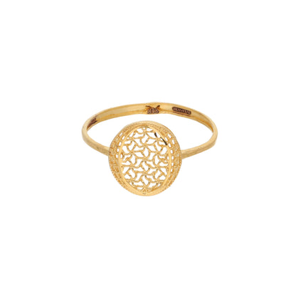 Gold Traditional Round Filigree Ring 21KT - FKJRN21KM9674