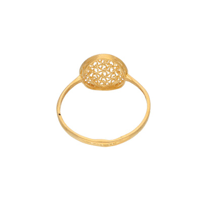 Gold Traditional Round Filigree Ring 21KT - FKJRN21KM9674