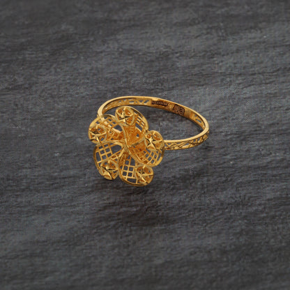 Gold Flower Design Ring 21KT - FKJRN21KM9675