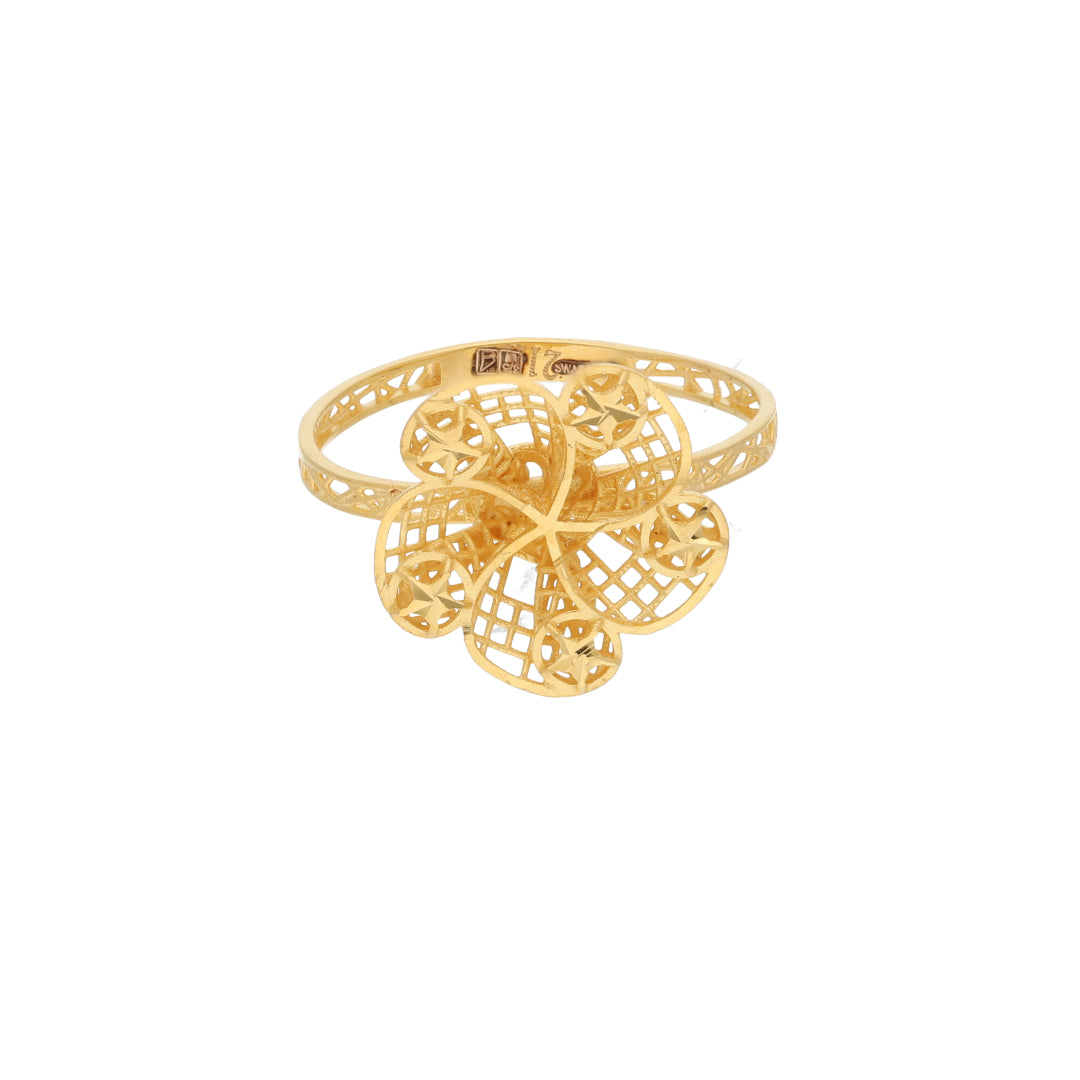 Gold Flower Design Ring 21KT - FKJRN21KM9675