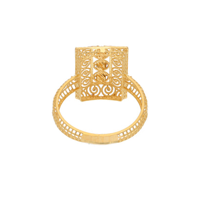 Gold Square Filigree Ring 21KT - FKJRN21KM9676