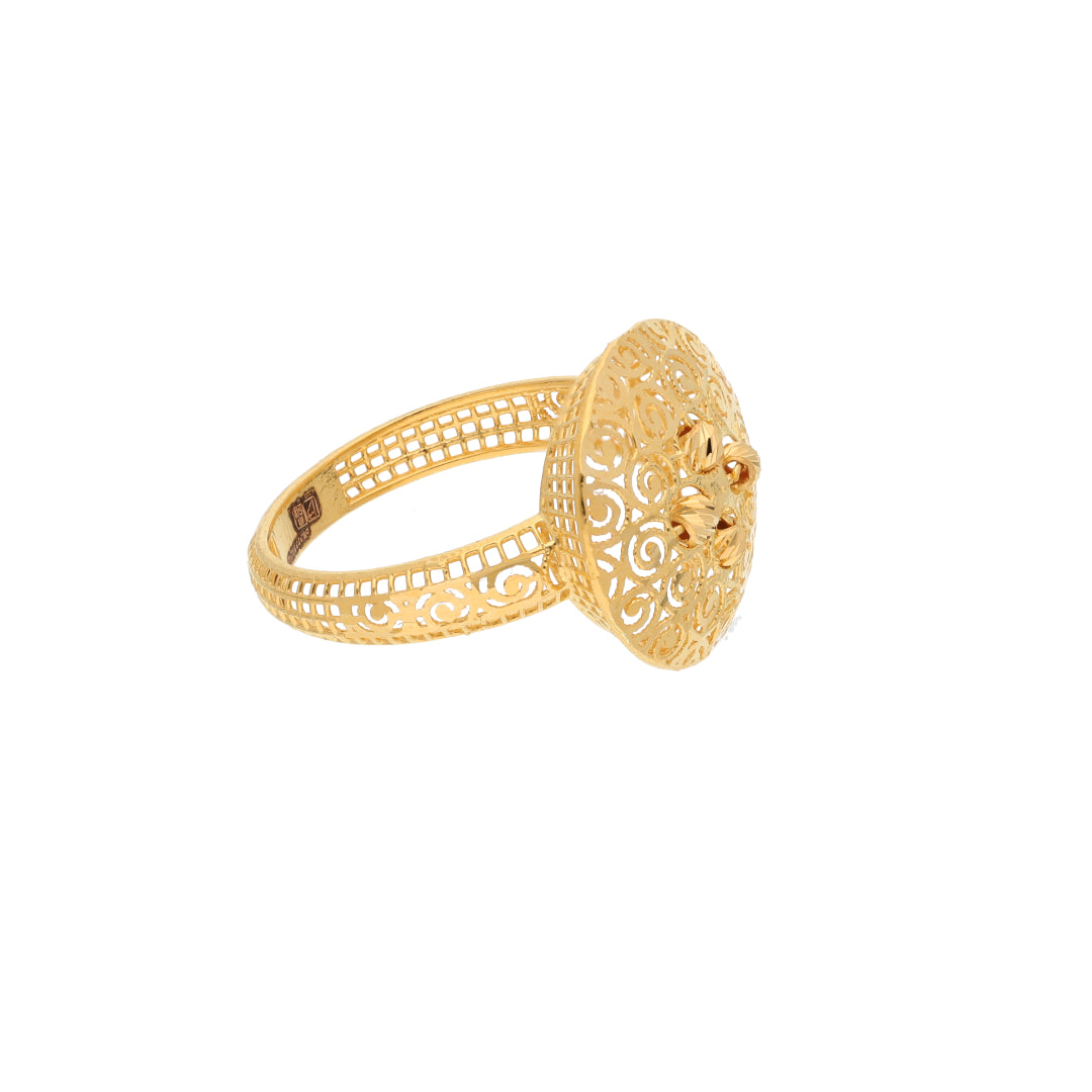 Gold Round Spiral Design Ring 21KT - FKJRN21KM9677