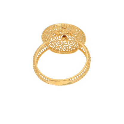 Gold Round Spiral Design Ring 21KT - FKJRN21KM9677